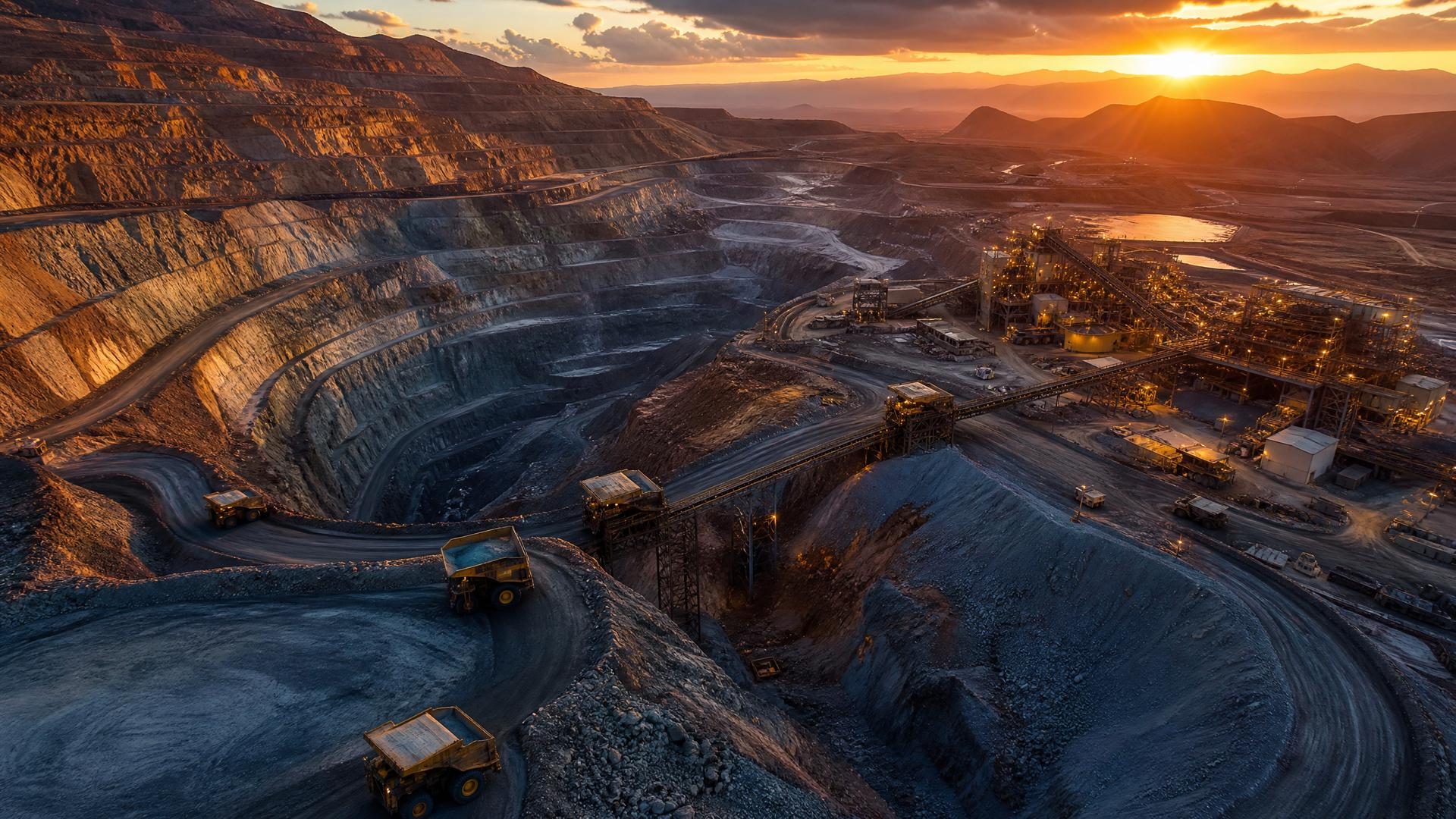 Aerial view of open-pit mining operation